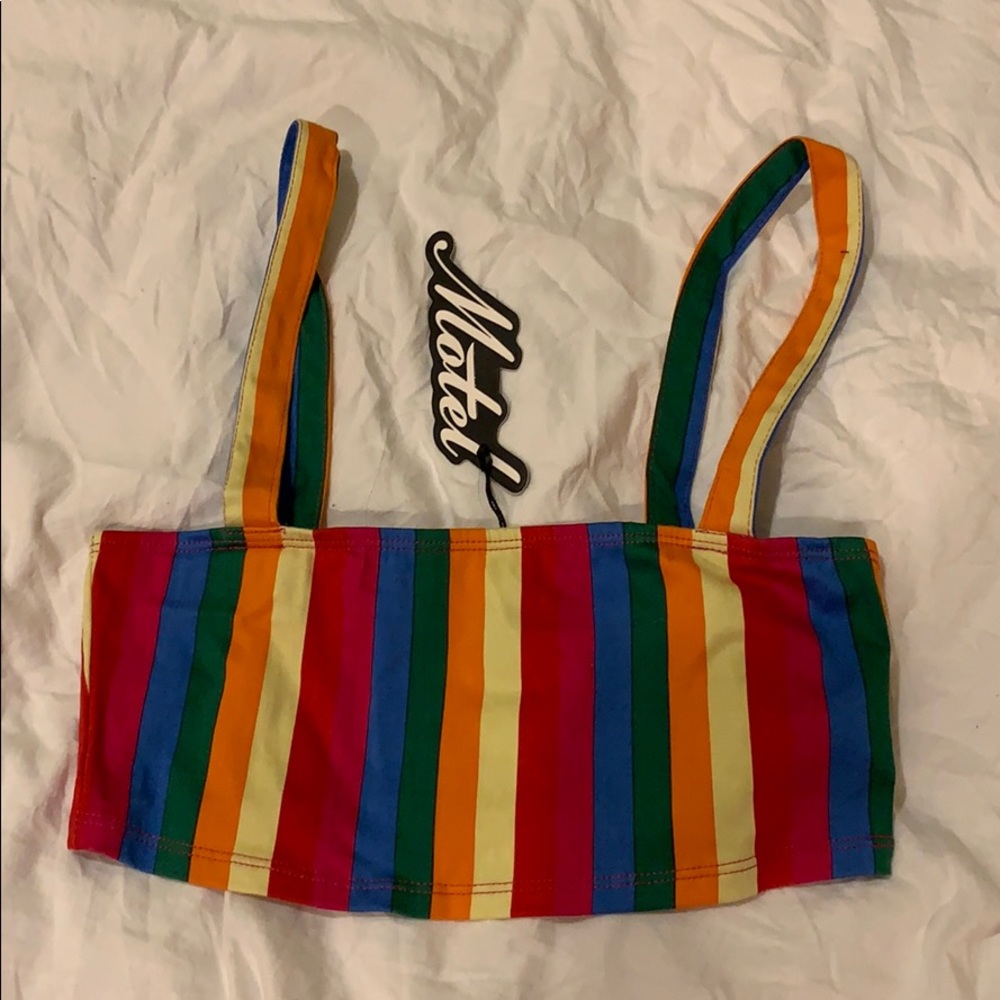 Rainbow cropped bra top